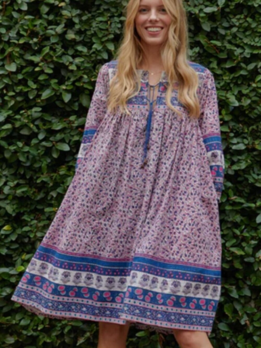Pink Chicken New York Jade Bohemian Shift Dress Colorful Floral Cotton Sz Small
